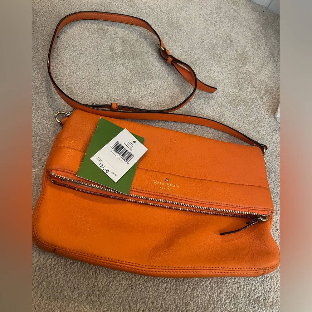 Kate spade Clarke purse clutch crossbody orange creamsicle leather bag